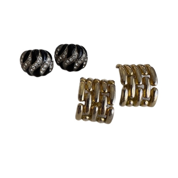 Vintage Givenchy Weave Clip On Earrings Kenneth Lane Shrimp 2 Pairs Gold Silver - Picture 1 of 11